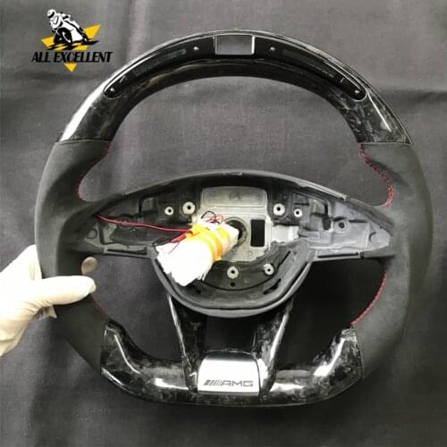 Forged carbon fiber Alcantara steering wheel For Banz CLA W205 W117 GLA C-CLASS with electronic watch