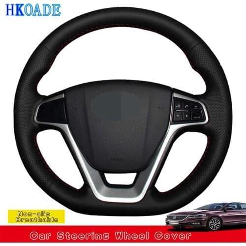 DIY Hand-stitched Black Comfortable Artificial Leather Car Accessories Steering Wheel Covers For Geely EMGRAND GT 2015 2016 2017