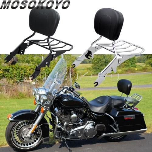 Motorcycle Sissy Bar Backrest Detachable Luggage Rack Bracket for Harley Touring Street Glide Road Glide Road King FLHR 2009-17