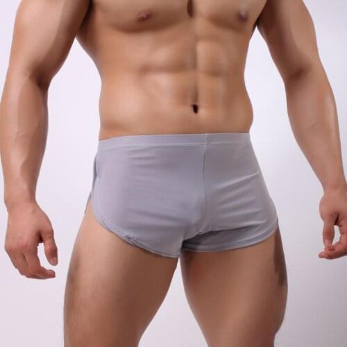Sexy Men Short Soft Breathable Ice Silk Split Casual Male Comfortable Solid Panties Cueca Male Casual Comfortable Shorts