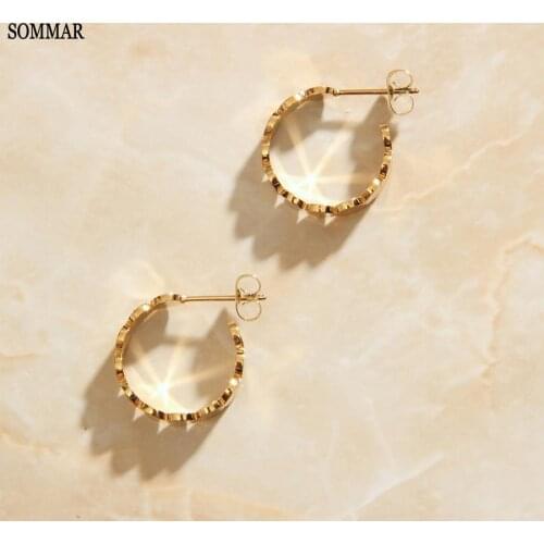 SOMMAR Best Gift 18KGP Gold Filled Lady stud earrings circular and flower women earrings Prom Accessories