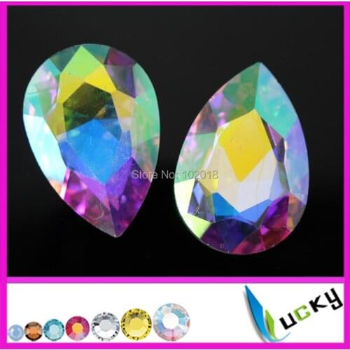 Super shiny largest Pear Shape Crystal Fancy stones 21pcs 30x40mm Point back rhinestones jewelry strass Glass Freeshipping