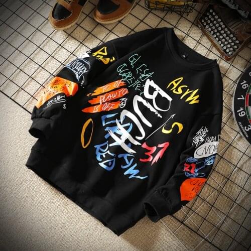 Autumn Mens Sweatshirt Casual Hip Hop Streetwear Loose Hoodies New Men Fashion Personality Letter Printed Hoodie Patchwork Tops