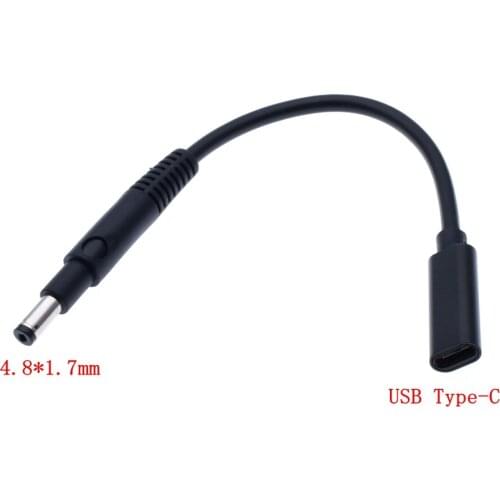 USB 3.1Type C Femlae to 4.8x1.7mm DC Power Charger Plug Cable Connector for Hp Compaq 500 510 520 530 540 550 620