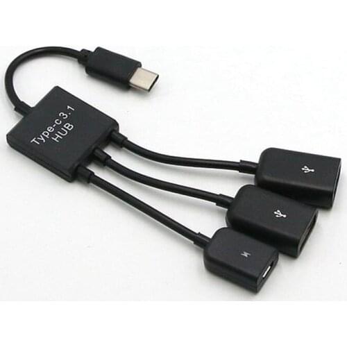 USB type-C HUB 3 in 1 Type C OTG Host Cable Adapter Connector Splitter