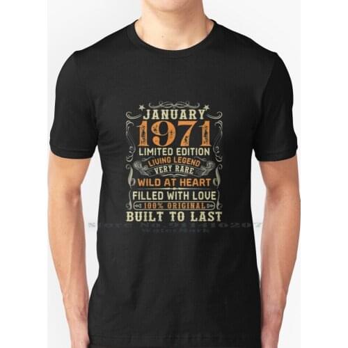 Vintage January 1971 Awesome 50 Years Old 50th Birthday Gift T Shirt 100% Pure Cotton Vintage January 1971 Awesome 50 Years Old