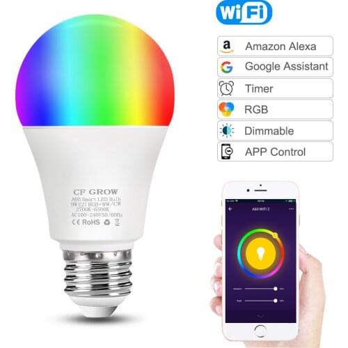 WiFi Smart Light Bulb 8W 9W 10W 12W E27 A60 Motion Sensor PIR Dusk to Dawn LED Night Bulb Lamp For Home Hallway Lighting 220V
