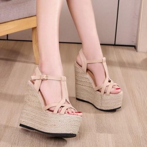 15cm High Heel Wedges Heel Sandals Women Summer Fashion Platform Sandals Wedge Heels