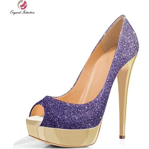 Original Intention Gorgeous Shiny Platform Pumps New Stiletto Shoes Women Sexy Peep Toe High Heels Shoes Salto Zapatos de Mujer