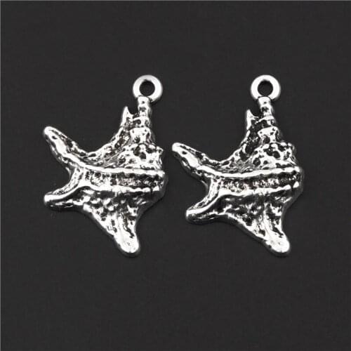 10Pcs Silver Color Cute Marine life Charms Sea Beach Pendant Handmade Earring Necklace Finding Jewelry Supplies 21x31mm A3125