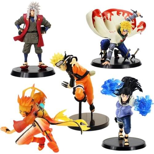 14-18cm 5Styles Naruto Shippuden Ninja Minato Jiraiya Hyuga Uzumaki Kurama Figure Toy PVC Model Collectible Doll For Kids Gift