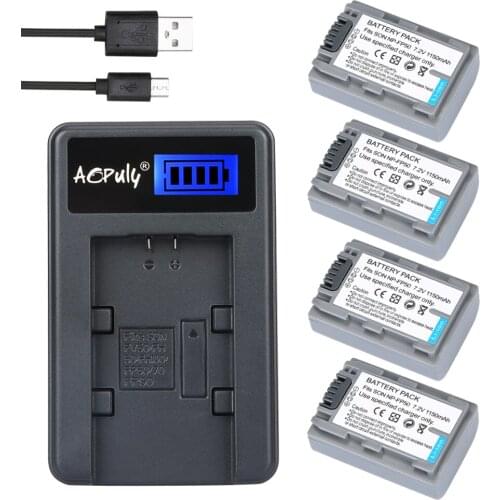 4 Pcs Batteries FP50 NP-FP50 FP51 Battery + LCD USB Charger for SONY DCR-DVD105 DVD405 DVD605 DCR-HC21 DCR-HC26 DCR-30 DCR-HC28