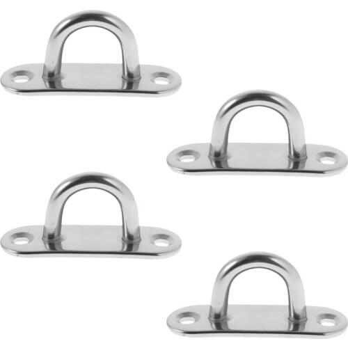 4 Pieces/ Set 5mm 304 Marine Grade Stainless Steel Oblong Pad Eye Plate for Marine Boat