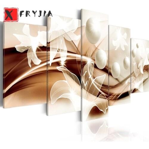 5pcs Lily flower fantasy art painting 5d diamond painting diy full square round diamond DIY rhinestone painting home decoration