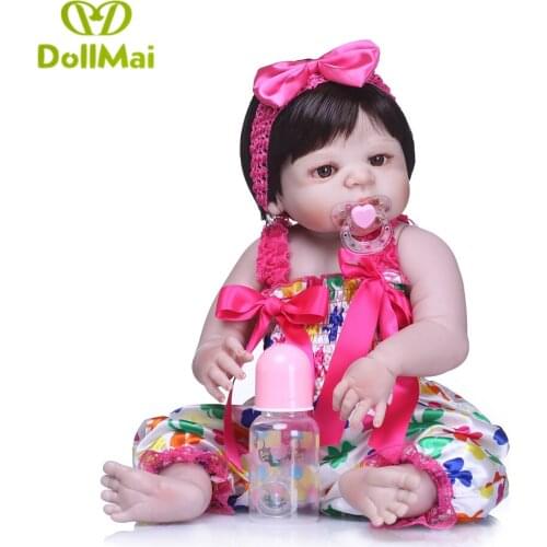 55cm Full Silicone Body Reborn Baby Doll Toy For Girl Vinyl Newborn Princess Babies Bebe Bathe Accompanying Toy Birthday Gift