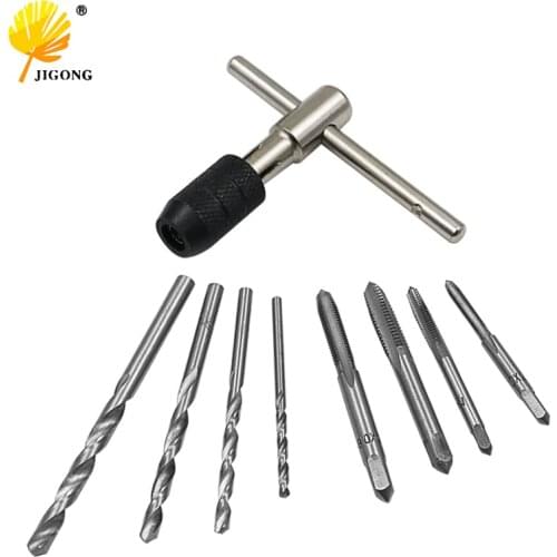 9pcs Mini Hand Tap Thread Wire Tapping Threading Grinding Carving Tap Die Tool Set M3 M4 M5 M6 Drill 2.5mm 3.5mm 4.2mm 5.0mm