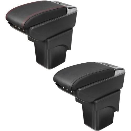 Car Armrest Box Rotatable Center Centre Console Storage Box w/Ashtray Cup Holder PU Leather For Ford Focus 2 Mk2 2005-2011