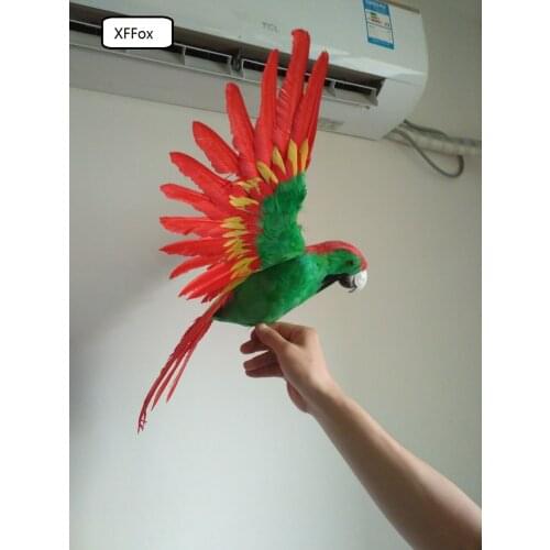 Big real life green&red parrot model foam&feather simulation wings parrot bird gift about 45x60cm xf0241