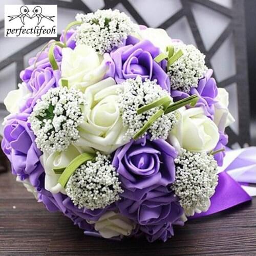 Perfectlifeoh wedding flowers bridal bouquets pristian zouboutin Bridal Wedding Bouquet Handmade PE Roses buque de noiva