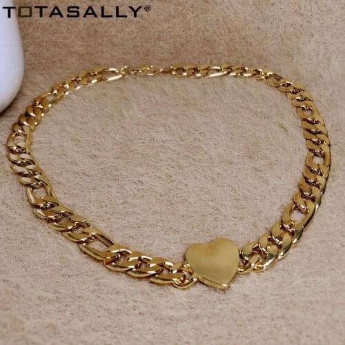 TOTASALLY Women Heart Curb Chain Necklaces Fashion Punk Thick Metal Chain Toggle Clasp Chunky Collar Necklace DIY Match Jewelry