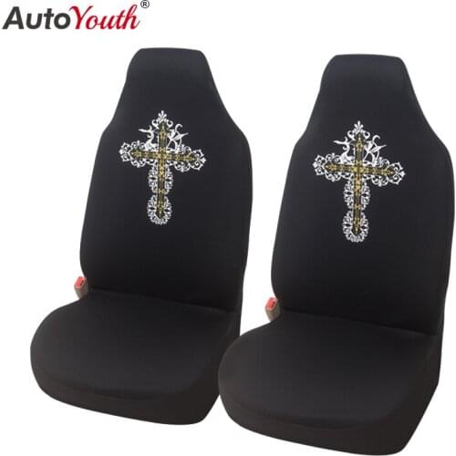 2PCS Car Seat Covers Trendy Style Black Design Car Interior Decor Universal Front Seat Protectors