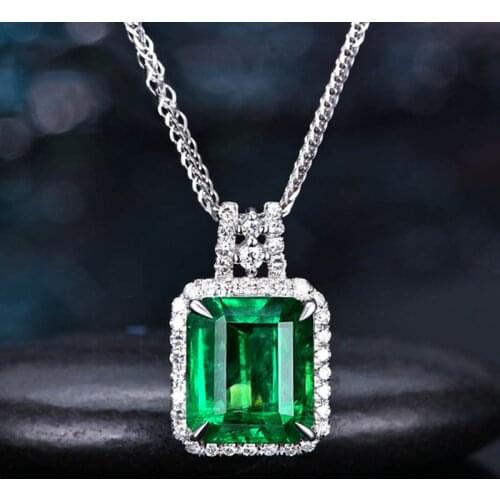 BLACK ANGEL 925 Sterling Silver Luxury Princess Square Emerald Pendant Necklace For Women Wedding Fine Jewelry Christmas Gift