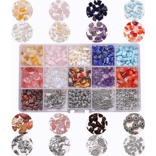 Zinc Alloy Spacer Beads For Jewelry Making Metal Receptacle Natural Gravel Stone Beads For Bracelets DIY Crafts Jewelry Findings