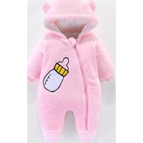 2020 Autumn Winter Toddler Romper Baby Jumpsuit Overalls Thick Warm Hooded Baby Girl Boy Clothes Newborn Rompers Infant Clothing