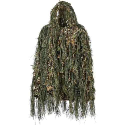 Ghillie Suit Hunting Woodland 3D Bionic Leaf Disguise Uniform Cs Camouflage Suits Set Jungle Train Hunting Cloth
