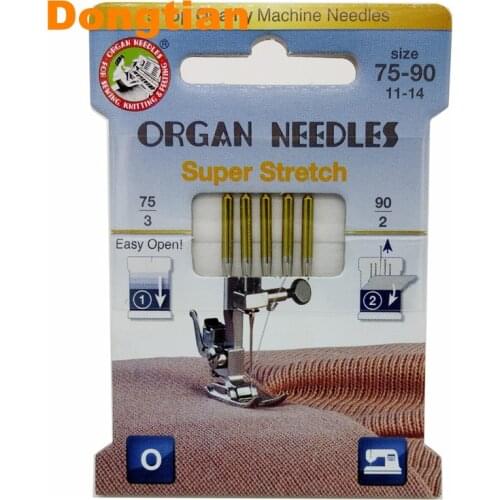 5pcs/pack Top Quality Organ Needles Super Stretch Household Sewing Machine Needle For Latex Lycra Sports Fabric Mix Size 75 90