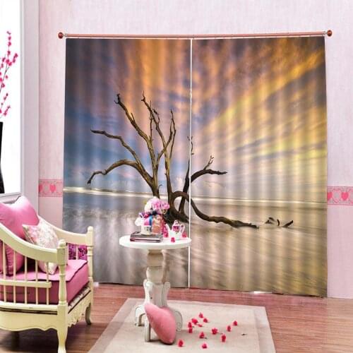Personality curtains nature scenery blue Curtain office Bedroom 3D Window Curtain Luxury living room decorate Cortina