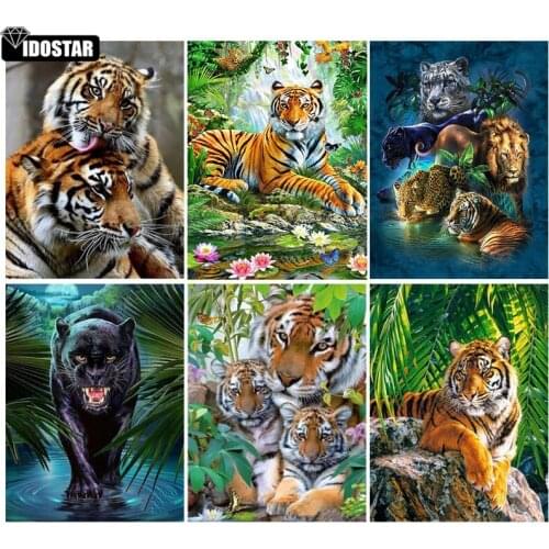 IOOSTAR Art 5D Diy Diamond Painting "Animal tiger lion leopard" Diamond Pictures Cross Stitch 3D Rhinestone Embroidery Christmas