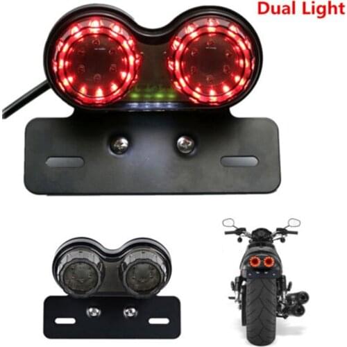 JXLCLYL DC 12V Plastic Generic Durable Motorcycle Light Turn Signal Brake Dual LED Light Twin Light Integrated Tail Light