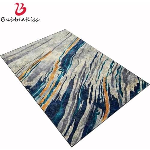 Bubble Kiss Abstract Carpets For Living Room Retro Blue Gray Oil Painting Stripe Floor Mat Home Bedroom Decoration Area Rug