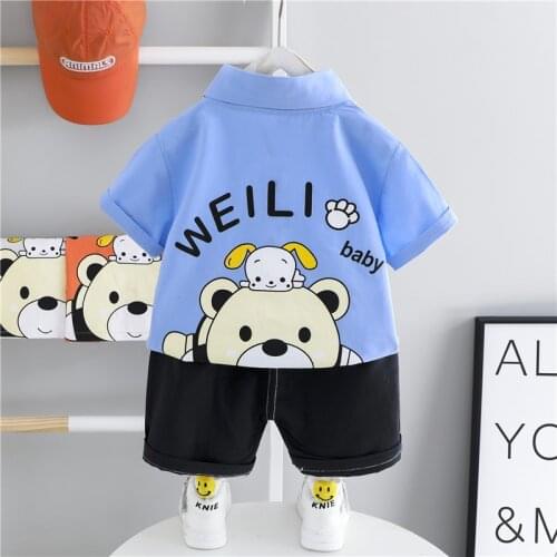 Baby Boys Clothing Sets 2021 Summer Toddler Infant Short Sleeve Bear Shirt Shorts Children Kids Casual Suits Toddler Clothes