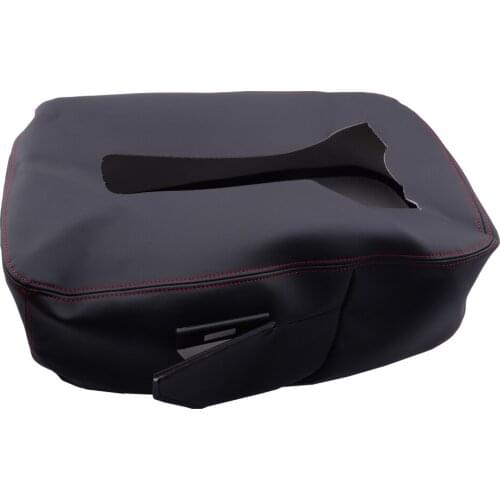 Red Thread Microfiber Leather Console Lid Seat Armrest Top Cover Car fit for Silverado Suburban Tahoe Sierra 2007-2011 2012 2013