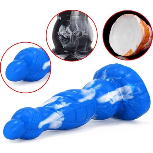 Colorful animal dildo curved Realistic penis liquid silicone Anal sex toys for men g-spot Stimulate Sucker Female Masturbator 18