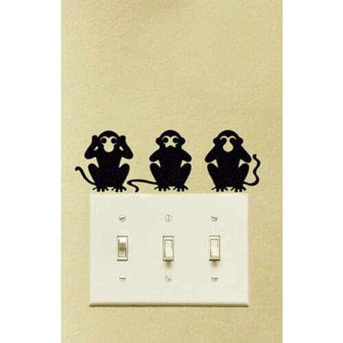 KUCADA Black Creative DIY Monkeys Switch Wall Stickers Home Decoration Wallpaper JG1909