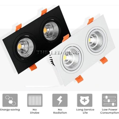 Free ship double LED square COB Downlight Dimmable AC80-240V 14W 20W Recessed Led ceiling lamp Spot light Bulbs Indoor Lighting