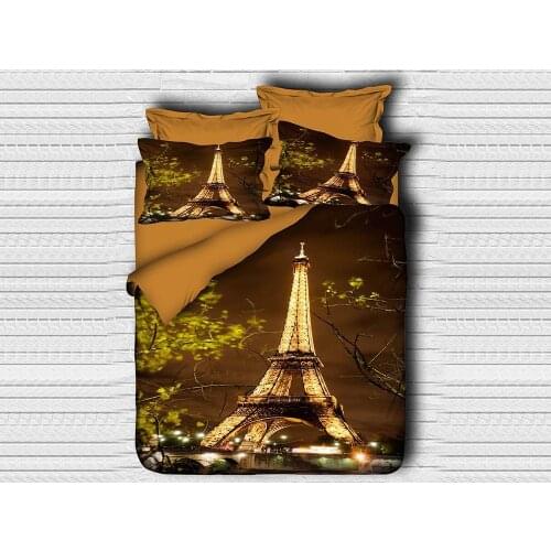 Best Class Digital Printed 3d Single Personality Duvet cover set Eiffel Brown