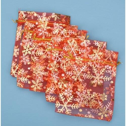 50pcs Star Flower Design Organza Bags Wedding Xmas Gifts Strap Drawstring Candy Pouches Jewelry Packaging Bag 9*12cm Wholesale