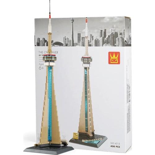 WANGE Architecture Toronto National Tower Building Blocks Sets City Bricks Classic Model Kids Gifts Toys Compatible