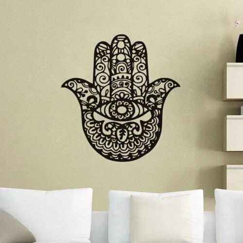 Yoga Hamsa Hand Wall Sticker White Home Decor Art Self Adhesive Waterproof Living Room Vinyl Wall Decals