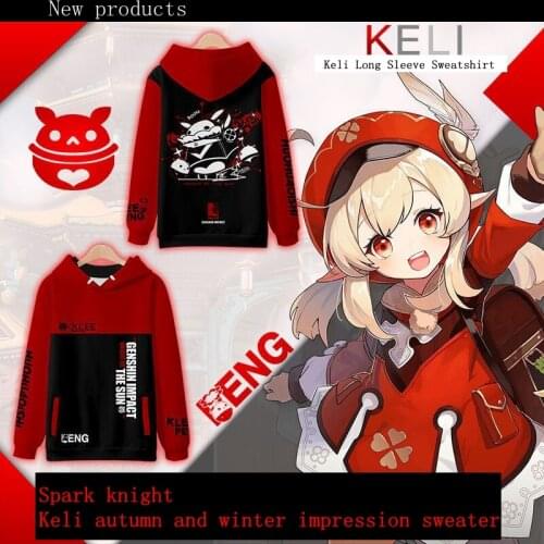 2021 new game Genshin Impact KLEE mens creative anime clothing cosplay jacket digital printing hooded sweater