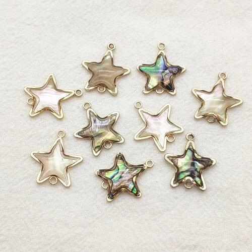 New arrival! 50pcs Built-in Real Shell Star Connectors for Handmade Necklace Earring DIY Parts,Jewelry Findings & Components