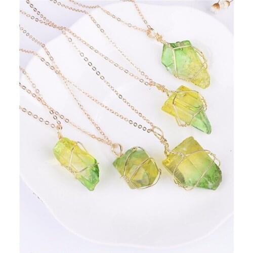 Druzy New Arrival Natural Stone Crystal Multicolor Pendant Necklace Irregular Winding Rainbow Pendant Healing Stone Jewelry