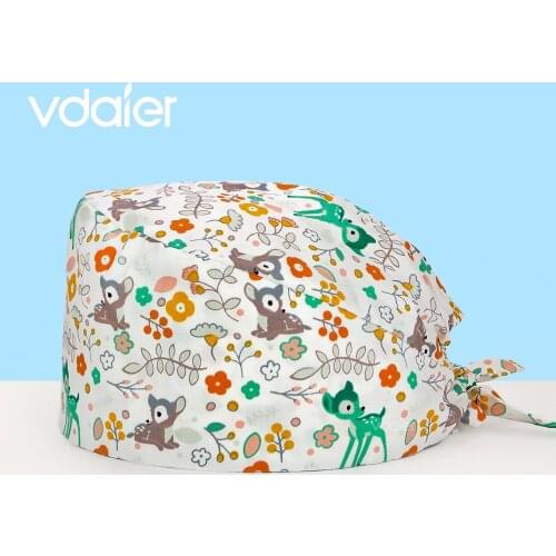 Wholesale high quality cartoon printed scrub hat beauty salon adjustable nursing cap female surgical cap nurse accessorie