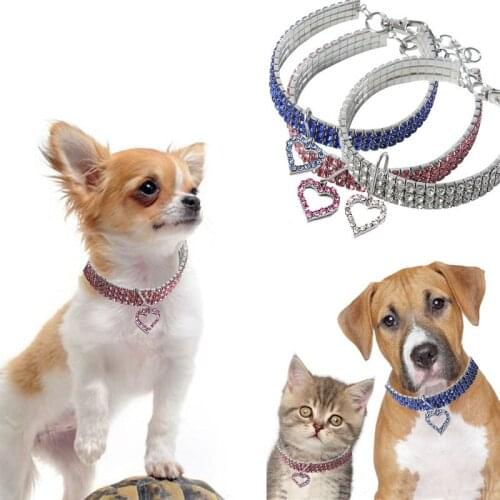Comfortable Fashion Dog Cat Jewelry 3 Drain Diamond Collar Pet Crystal Diamond Elastic Necklace Pet Supplies Accessories