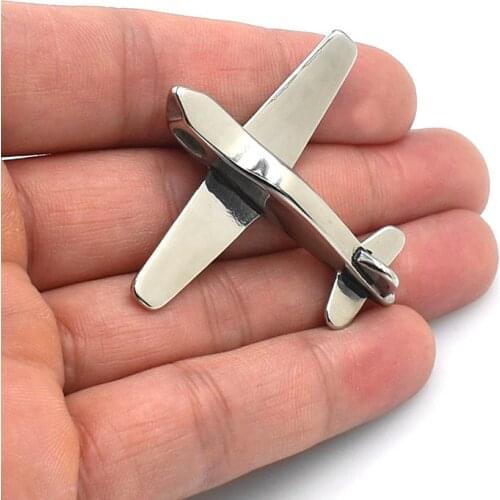 Punk Rock Hip Hop Stainless Steel Necklace Pendant Charm 3D Aircraft Necklace Pendant For Fashion DIY Jewelry Accessories