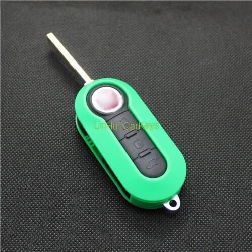 PINECONE for FIAT 500 PANDA PUNTO BRAVO Car Key Case 3 Buttons Uncut Brass Blade Remote Key Pure Green ABS Shell 1PC